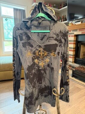 Sledge USA Navy & Blue Tie-Dye Hooded Long Sleeve with Gold Logo